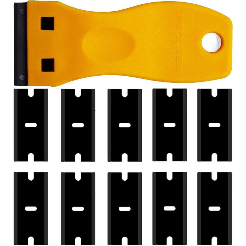 Double Edged Plastic Razor Scrapers with Contoured Grip for Scraping Labels and Decals Sticker from Glass, Windshields and Auto Window Tint Vinyl Tool Application(Scraper with 10 )