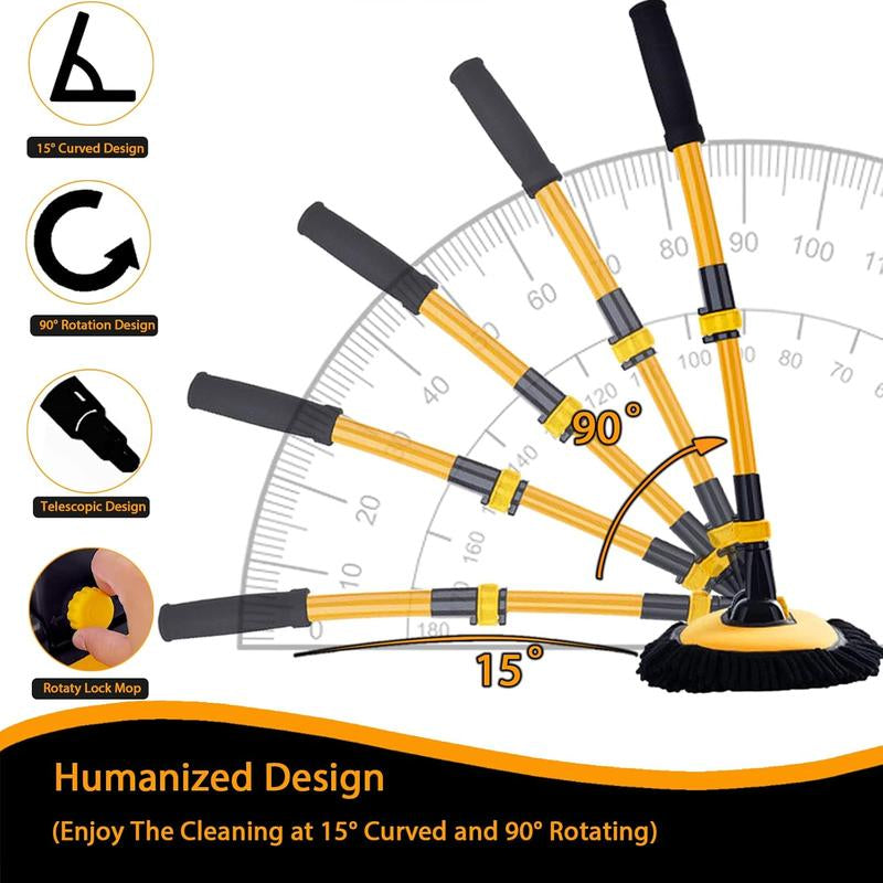 Microfiber Car Wash Brush with Extension Rod Ergonomic Design for Detailed Cleaning & Windshield Care Essential Car Cleaning Supplies