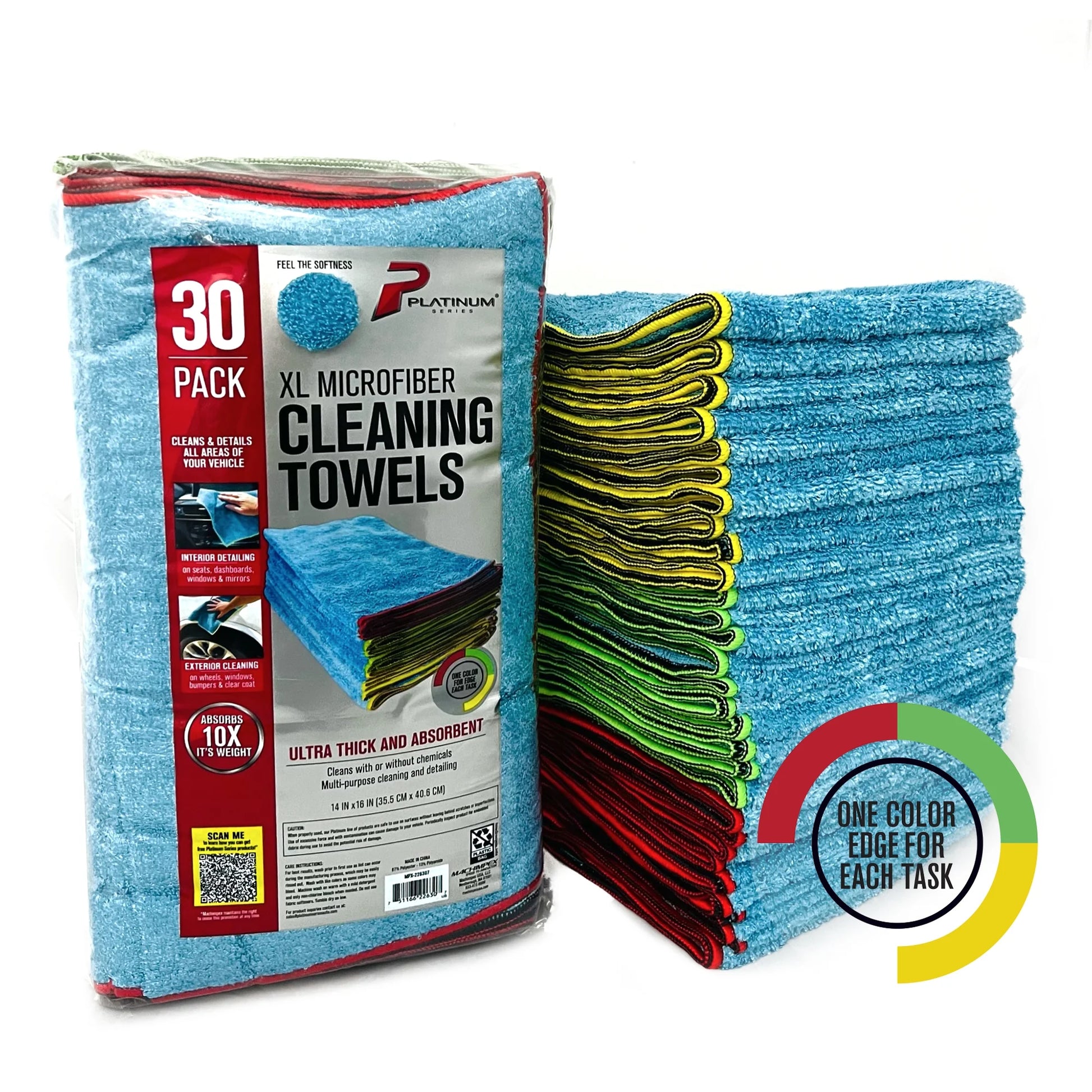 (3 Pack)  Car Wash XL Multi-Purpose Microfiber Cleaning Towels, 30 Count