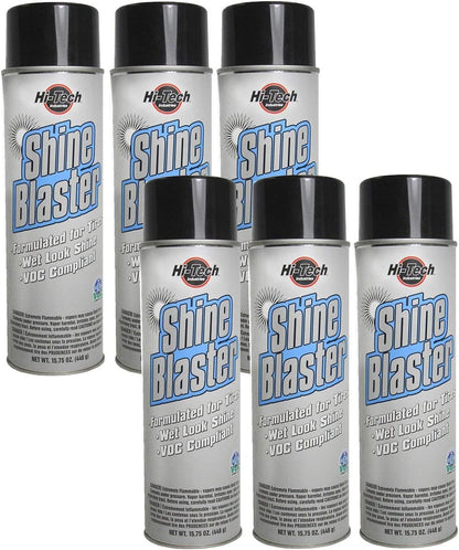 HI-TECH Shine Blaster II Tire Shine Spray – 6-Pack, Wet Look, No-Wipe, High-Gloss, Long-Lasting Tire Protection – Made in USA