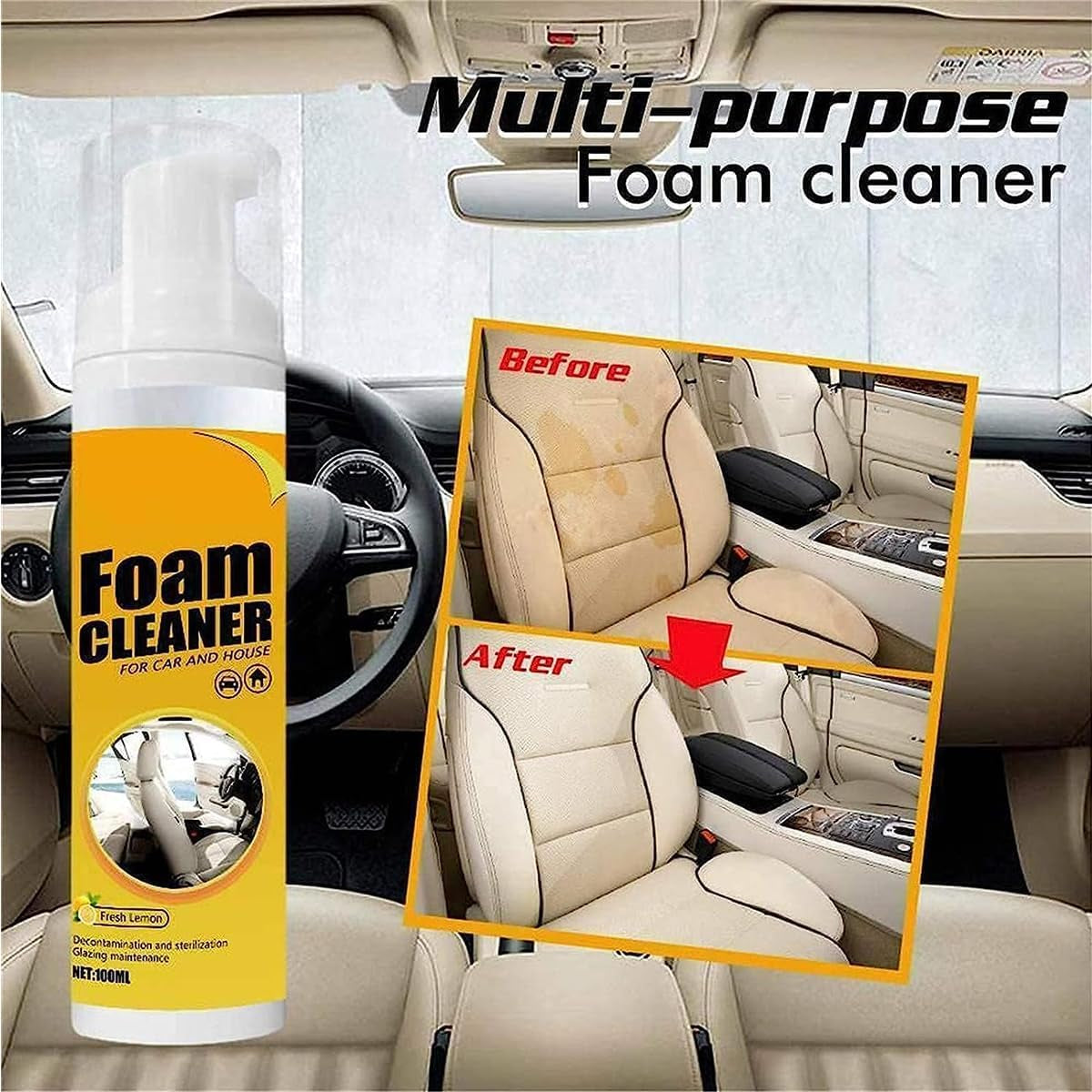All around Master Foam Cleaner, Multifunction Foam Cleaner, Foam Cleaner All Purpose, 2023 New Multifunctional Car Foam Cleaner, Foam Cleaner for Car (3PCS,100ML)
