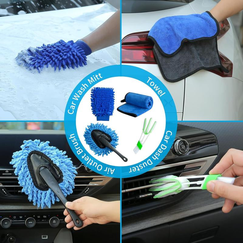 28Pcs Interior Car Detailing Kit, Car Wash Kit, Wheel Tire Drill Brush Set, Truck Cleaning Accessories Supplies