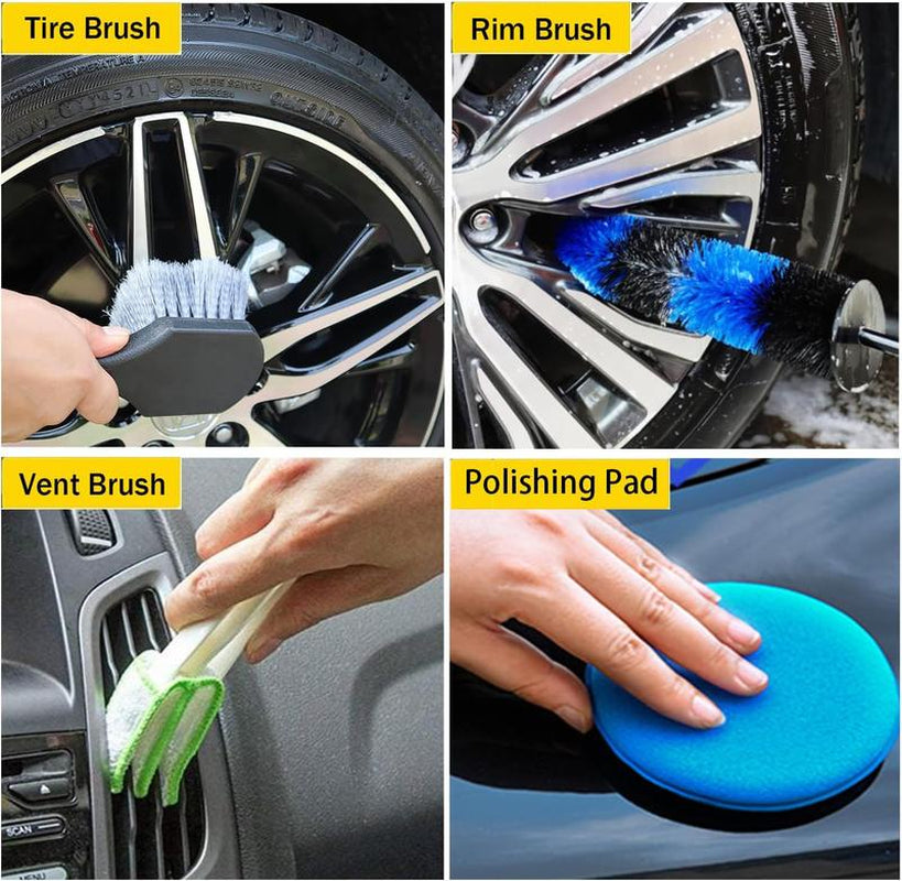 28Pcs Interior Car Detailing Kit, Car Wash Kit, Wheel Tire Drill Brush Set, Truck Cleaning Accessories Supplies