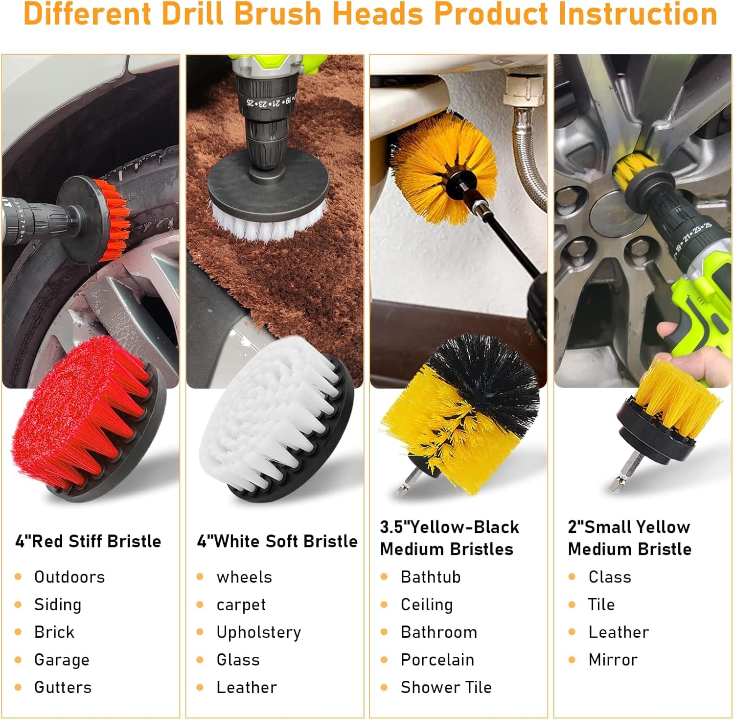 21PCS Car Detailing Drill Brush Kit,Car Detailing Set(Drill Brushes,Windshield Brush,Car Drill Polishing Pads,Scouring Pads,Wash Mitt,Cleaning Gel,Spray Bottle)