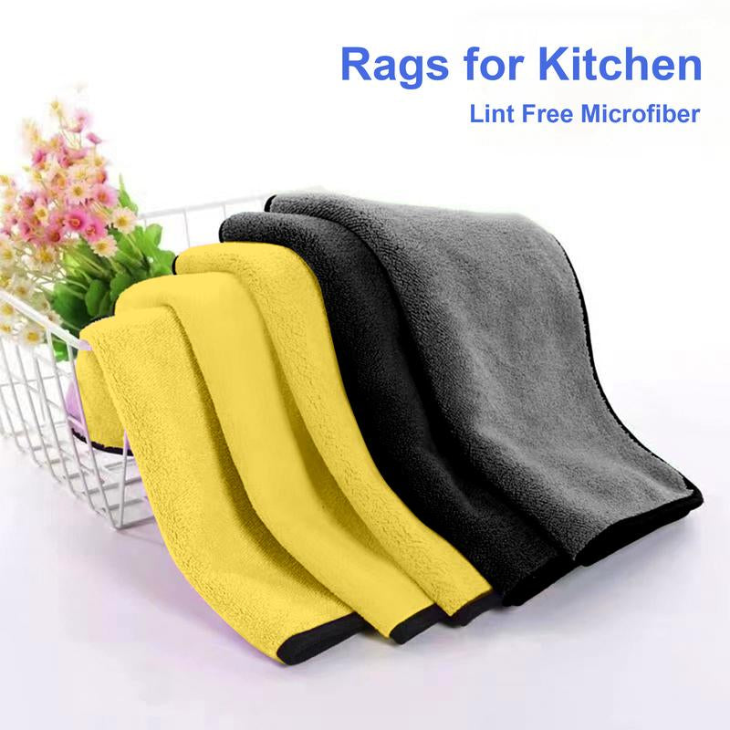 10 Counts Microfiber Towels, Lint-Free Drying Towels, Thickened to Absorb Large Amounts of Water, Machine Washable for Easy Care, Dual-Sided for Cars and Home Cleaning