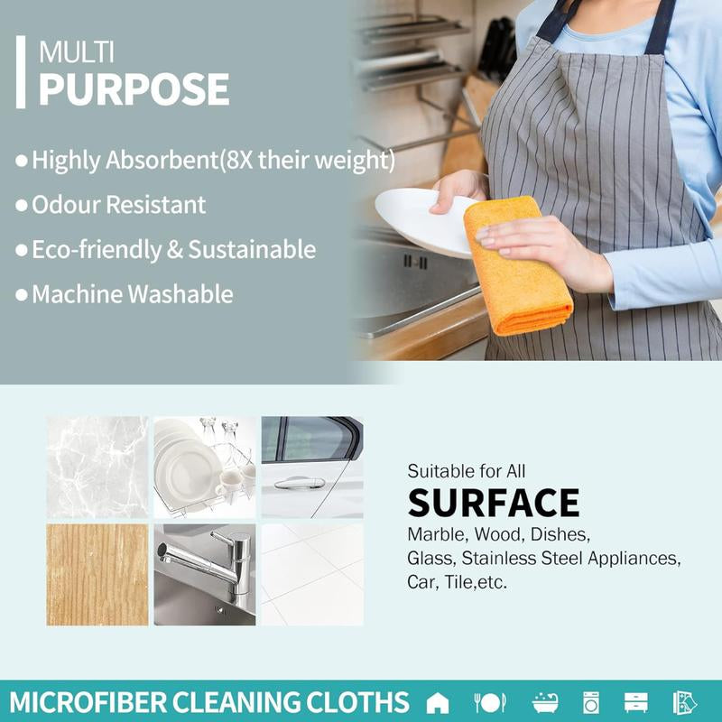 Microfiber Cleaning Cloth, 12 Pack Cleaning Rags, 12" X 12" Microfiber Towel, Lint Free Non-Abrasive Dusting Cloth, Microfiber Towels for Cars Kitchen Garage House Office