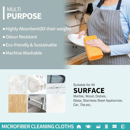 Microfiber Cleaning Cloth, 12 Pack Cleaning Rags, 12" X 12" Microfiber Towel, Lint Free Non-Abrasive Dusting Cloth, Microfiber Towels for Cars Kitchen Garage House Office