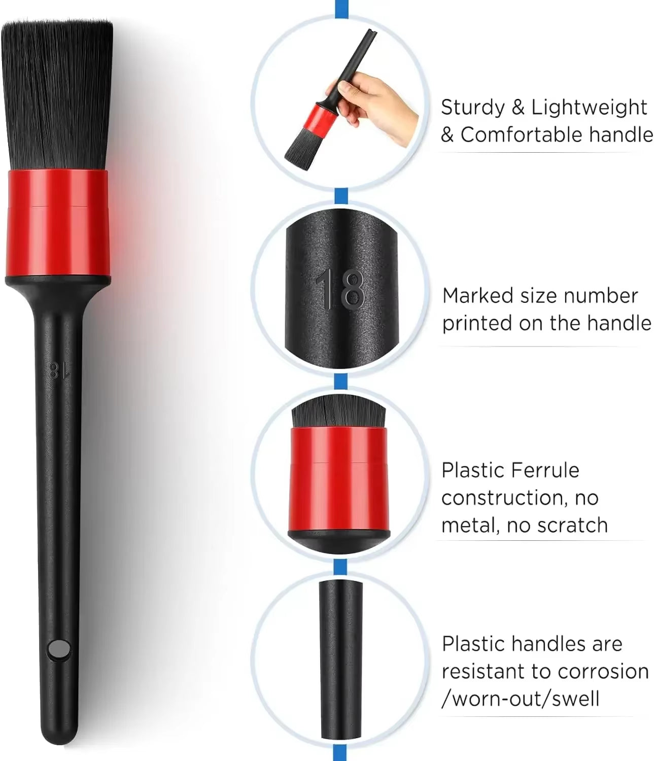 6Pcs Car Wash Care Detailing Brush Set