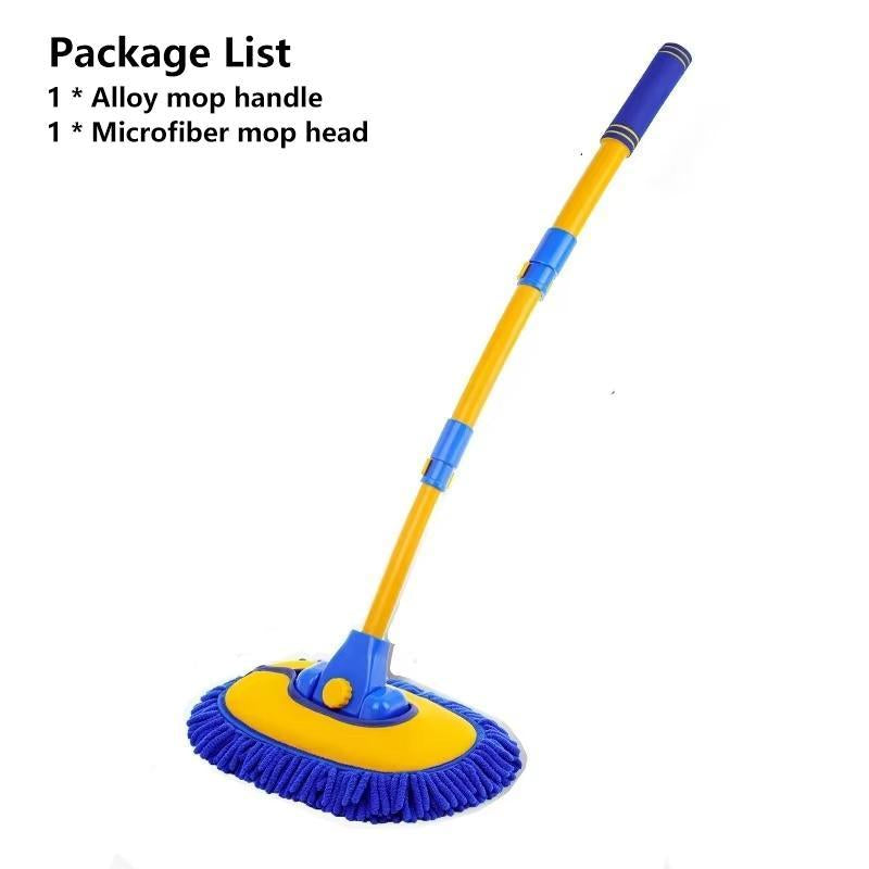 43'' Long Handle Car Wash Mop, 15° Ergonomic Design，Retractable Aluminum Alloy Pole（Durable），Microfiber Car Wash Brush，Avoid Scratching，Suitable for Cars, Trucks, Suvs, Rvs and Home - Car Wash Accessory！Car Washing Kit！Caressentials！Car Lovers Gifts！