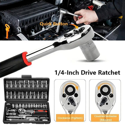 Socket Wrench Set, 46-In-1 Automobile Tool Box