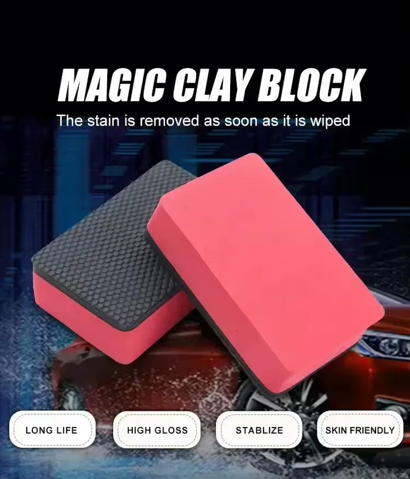 5Pcs Car Cleaning Eraser Clay Bar Pad Sponge Block Waxing Polishing Pad Car Cleaning Tools Auto Detail Cleaning Accessorie