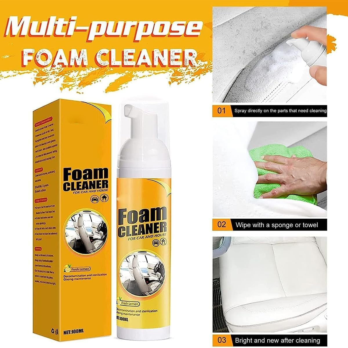 All around Master Foam Cleaner, Multifunction Foam Cleaner, Foam Cleaner All Purpose, 2023 New Multifunctional Car Foam Cleaner, Foam Cleaner for Car (3PCS,100ML)