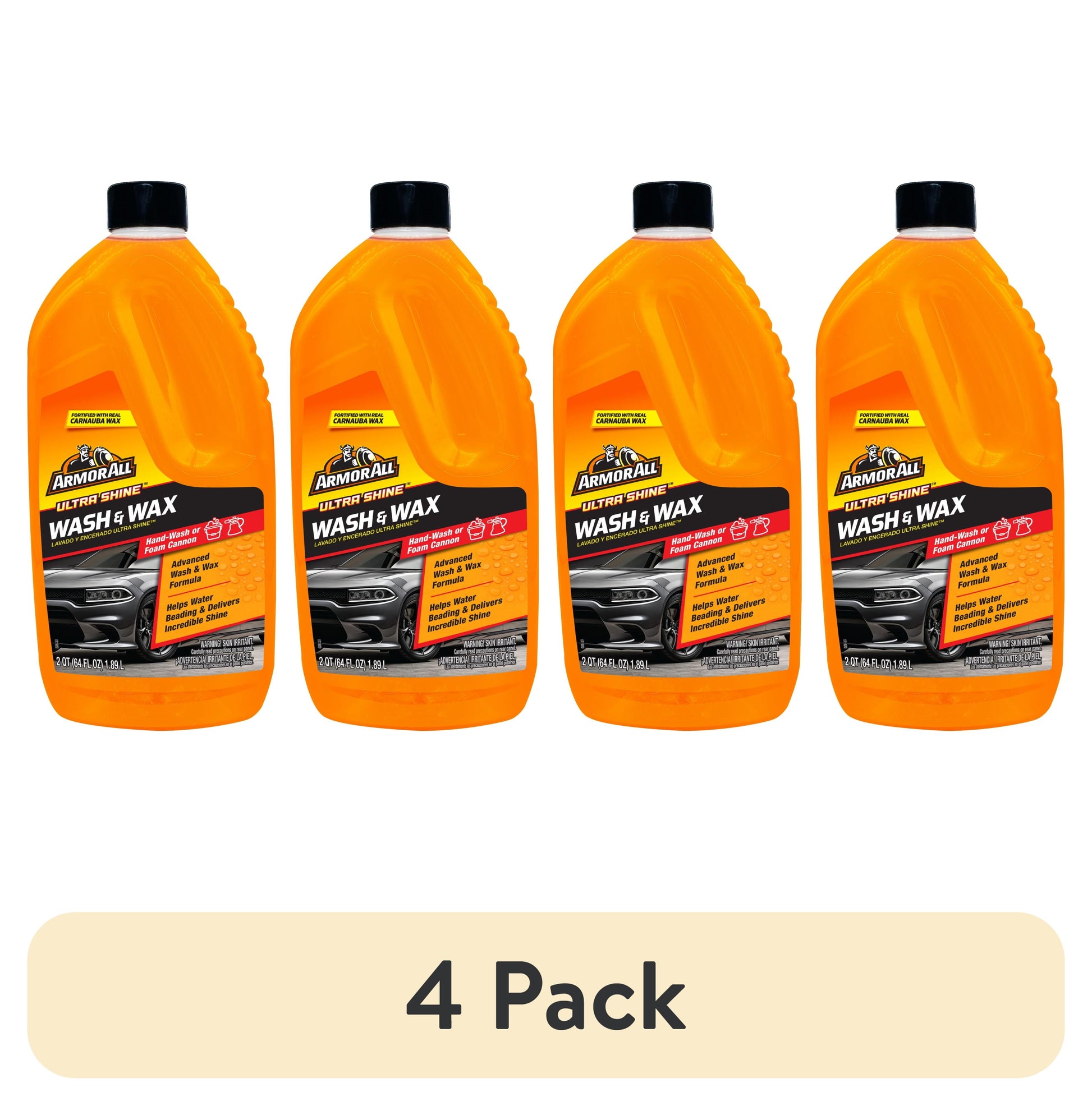 (4 Pack)  Ultra Shine Car Wash and Wax for Car Detailing, 64 Fl Oz Bottle​