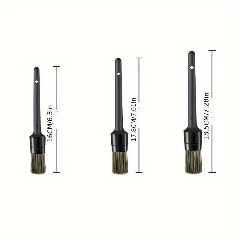 3Pcs Car Exterior Interior Detail Brush Boar Hair Bristle Brushes for Car Cleaning Auto Detail Tools Dashboard Cleaning Brush