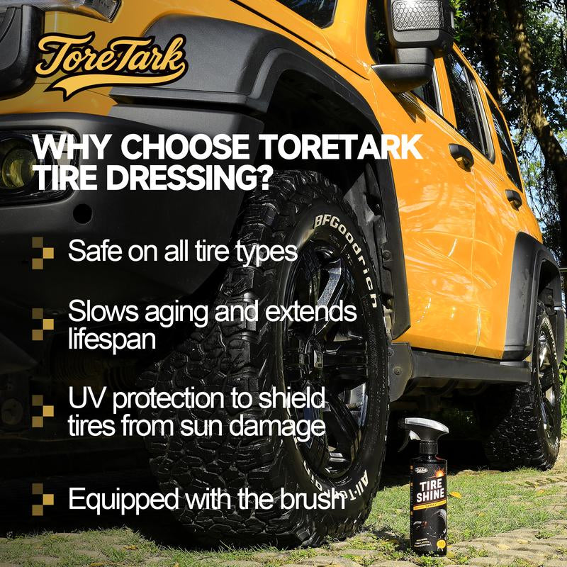 TORETARK Tire Shine Spray 16 Oz Hydrophobic Formula for Extreme Water Repellency UV Protection High Shine Long Lasting Stain Resistant Tire Care Product，Best Gift for Christmas.