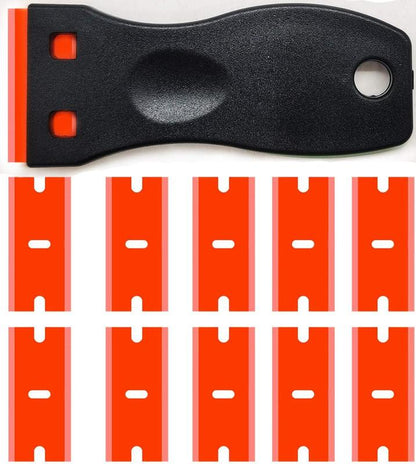 Double Edged Plastic Razor Scrapers with Contoured Grip for Scraping Labels and Decals Sticker from Glass, Windshields and Auto Window Tint Vinyl Tool Application(Scraper with 10 )