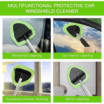 Windshield Cleaning Tool, Car Window Cleaner Windshield Cleaner with 3 Reusable and Washable Microfiber Pads and Extendable Handle Auto inside Glass Wiper