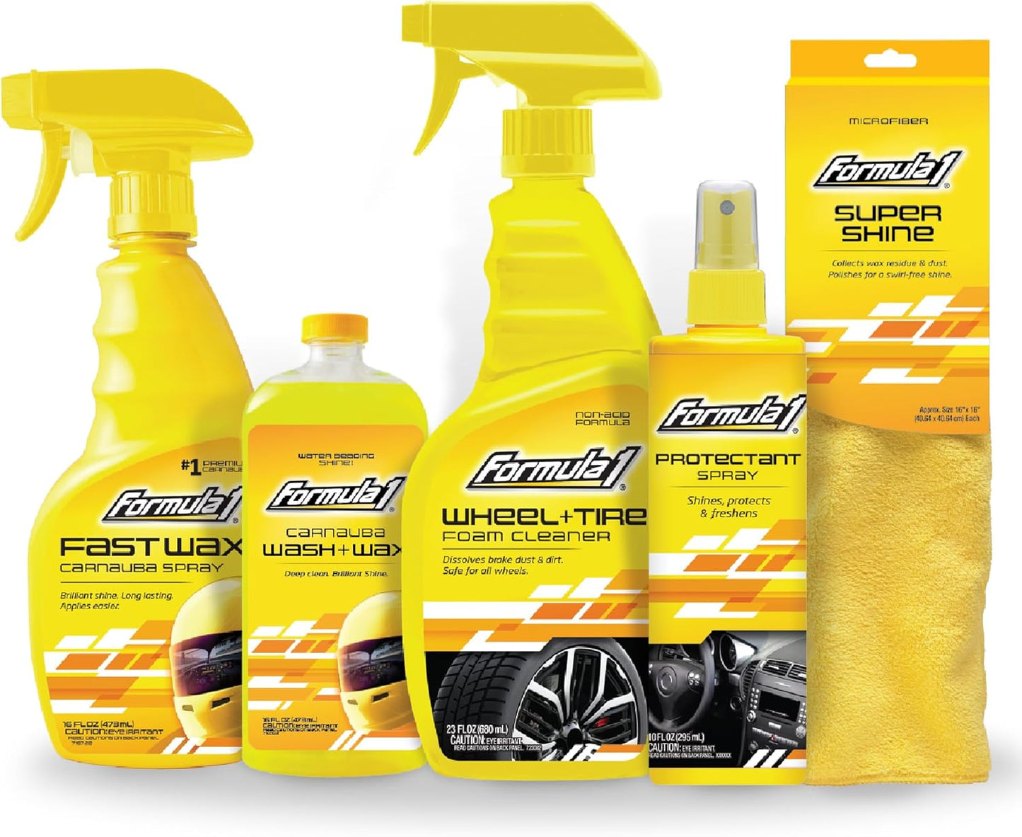 Complete Car Detailing Kit - Clean & Protect Every Surface, Includes Car Wash and Wax, Wheel Cleaner, Interior Spray and Microfiber Towel (5 Piece Bundle)