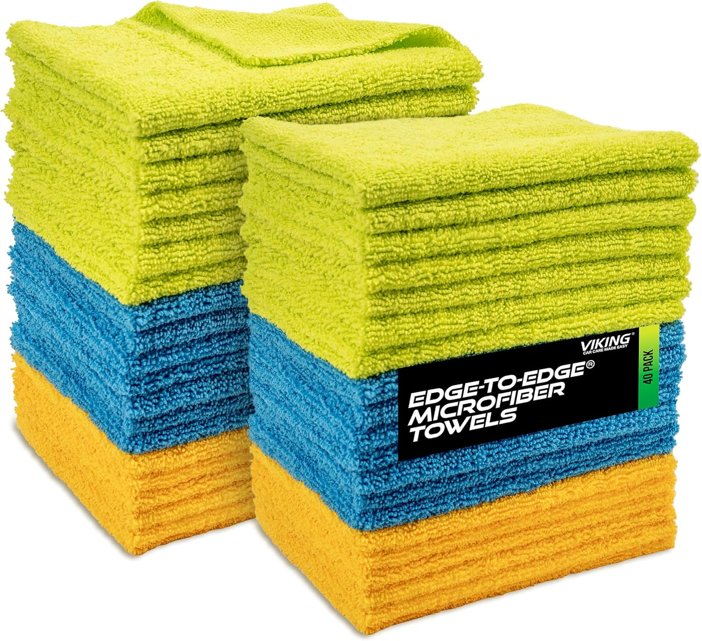 Microfiber Cloth for Car or Home 40 Pack, Edgeless Towel for Interior and Exterior Car Detailing, Multi-Purpose, Reusable Towels, Assorted, 12 Inch X 16 Inch