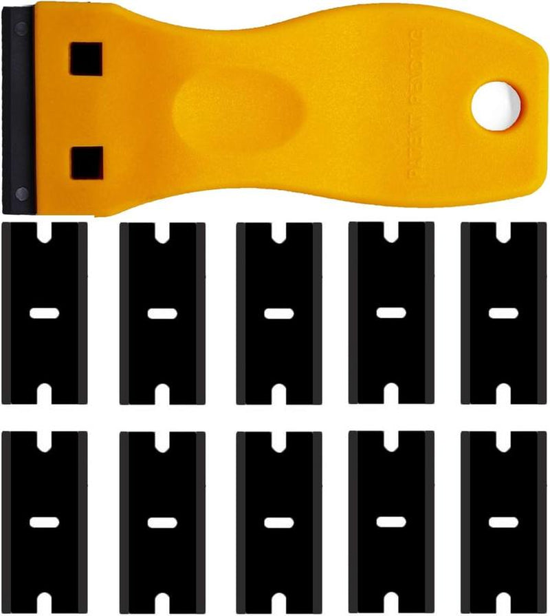 Double Edged Plastic Razor Scrapers with Contoured Grip for Scraping Labels and Decals Sticker from Glass, Windshields and Auto Window Tint Vinyl Tool Application(Scraper with 10 )