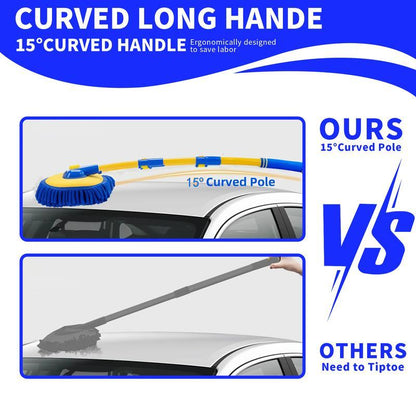 43'' Long Handle Car Wash Mop, 15° Ergonomic Design，Retractable Aluminum Alloy Pole（Durable），Microfiber Car Wash Brush，Avoid Scratching，Suitable for Cars, Trucks, Suvs, Rvs and Home - Car Wash Accessory！Car Washing Kit！Caressentials！Car Lovers Gifts！