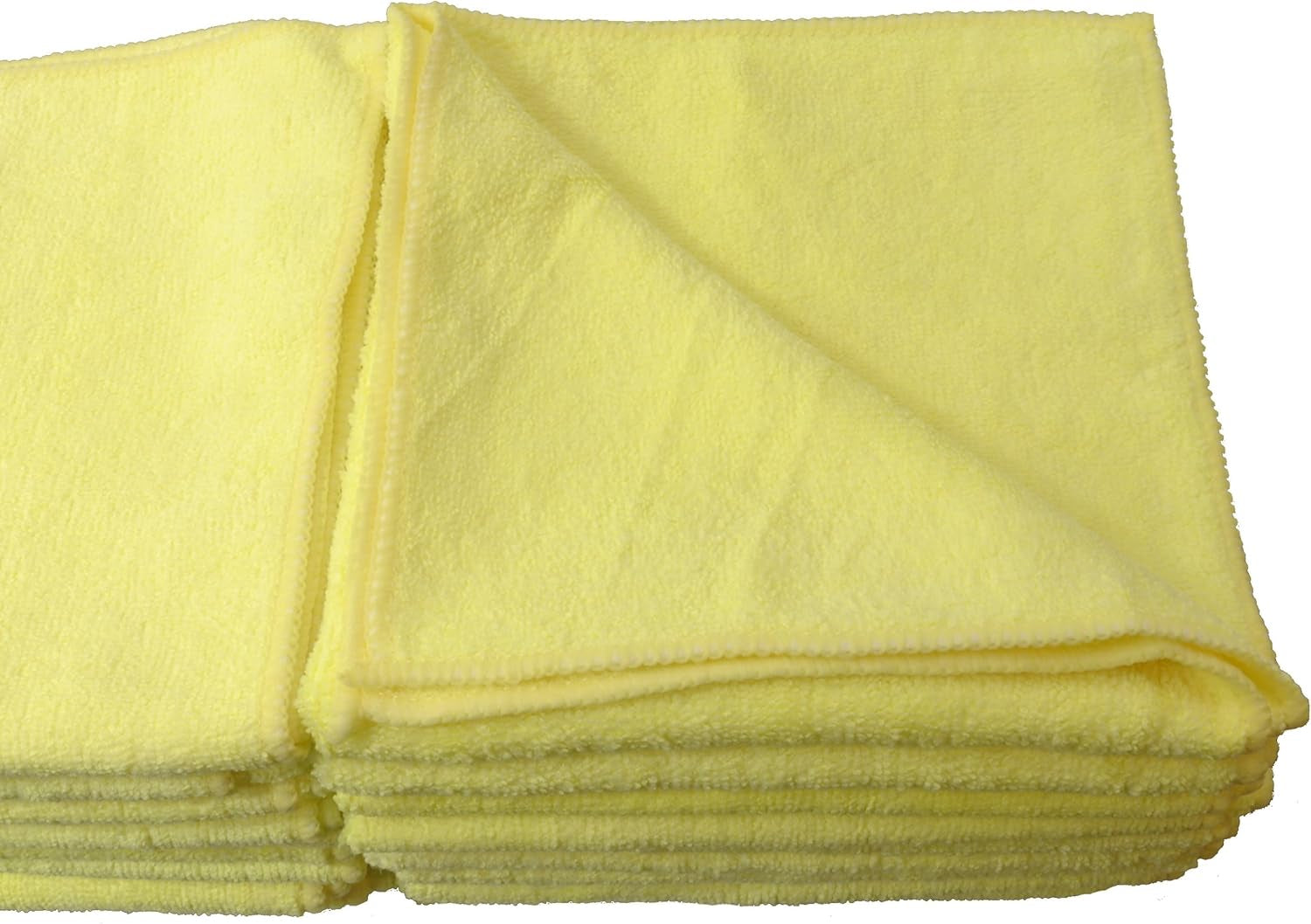 325 GSM Microfiber Deluxe Cleaning Towels, Ultra-Soft, Streak-Free, Reusable, High Absorbency for Car, Home, Garage, Detailing, Safe on All Surfaces, Machine Washable, 16X16In, 24-Pack, Yellow
