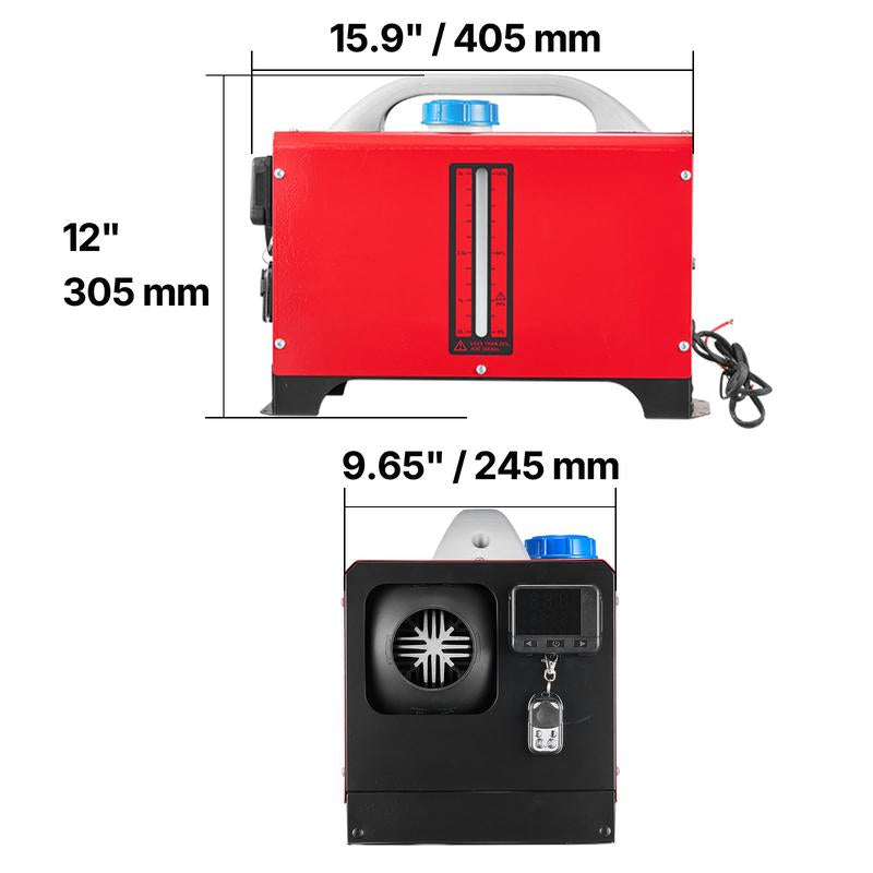 VEVOR Diesel Air Heater, Tiktokshopblackfriday, 8 Kw DC12-24V, Fast Heating Diesel Parking Heater with Remote Control and Black LCD Switch, Low Noise, Pre-Heating Function, for RV, Truck, Camper, Van, Boat and Trailer
