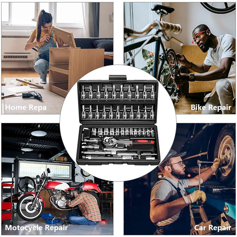 Socket Wrench Set, 46-In-1 Automobile Tool Box