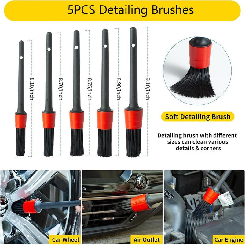28Pcs Interior Car Detailing Kit, Car Wash Kit, Wheel Tire Drill Brush Set, Truck Cleaning Accessories Supplies