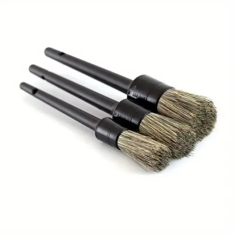 3Pcs Car Exterior Interior Detail Brush Boar Hair Bristle Brushes for Car Cleaning Auto Detail Tools Dashboard Cleaning Brush