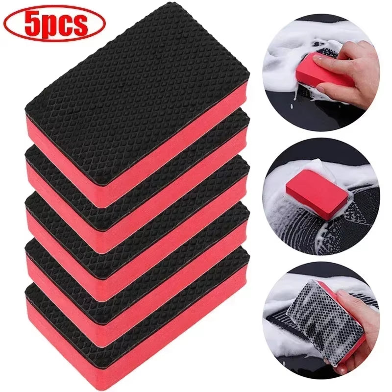 5Pcs Car Cleaning Eraser Clay Bar Pad Sponge Block Waxing Polishing Pad Car Cleaning Tools Auto Detail Cleaning Accessorie