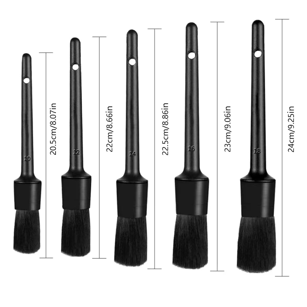 5Pcs Car Detailing Brushes Not Scratching Car Premium Dense Detail Brush for Washing Emblems Wheels Interior Auto Accessories