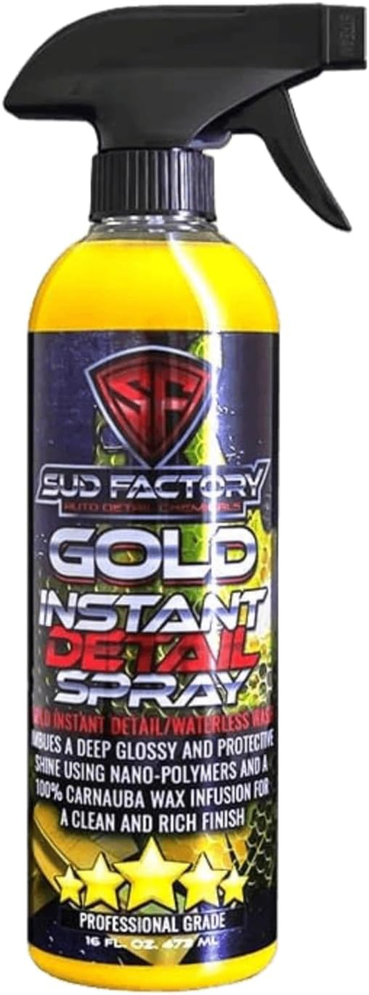 Gold Instant Detail Spray, 100% Brazilian Carnauba Wax with Polymers, Waterless Car Wash, Deep Gloss and Shine (2)