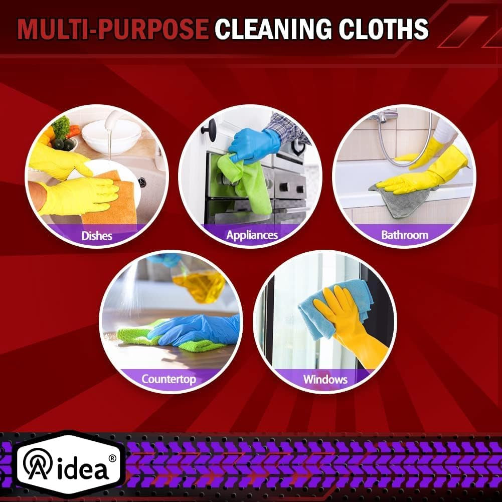 Microfiber Cleaning Cloth 24 Pack, Microfiber Towels for Cars, Soft & Absorbent Cleaning Rags, Premium Lint Free Shop Towels for House, Kitchen, Car, 12Inx16In