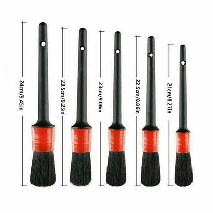 5Pcs Car Detailing Brushes Not Scratching Car Premium Dense Detail Brush for Washing Emblems Wheels Interior Auto Accessories