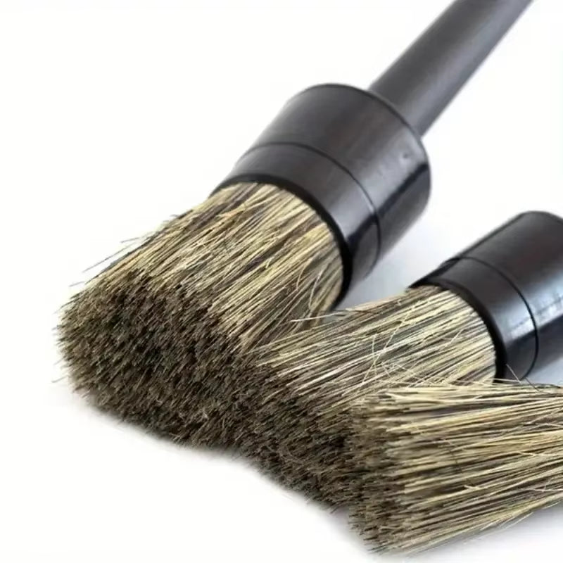3Pcs Car Exterior Interior Detail Brush Boar Hair Bristle Brushes for Car Cleaning Auto Detail Tools Dashboard Cleaning Brush