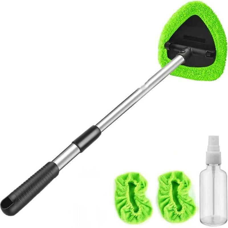 Windshield Cleaning Tool, Car Window Cleaner Windshield Cleaner with 3 Reusable and Washable Microfiber Pads and Extendable Handle Auto inside Glass Wiper