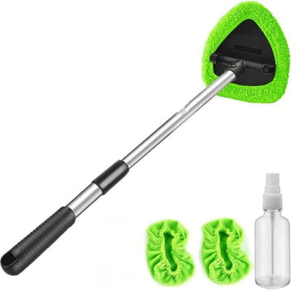 Windshield Cleaning Tool, Car Window Cleaner Windshield Cleaner with 3 Reusable and Washable Microfiber Pads and Extendable Handle Auto inside Glass Wiper