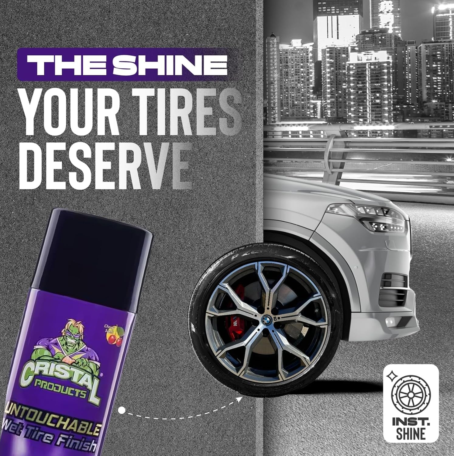 Untouchable Tire Shine Spray – Long-Lasting Wet Tire Finish for Deep Gloss & Protection – Waterproof Tire Shine, Easy Application, Premium Tire Cleaner Shine
