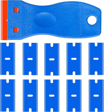 Double Edged Plastic Razor Scrapers with Contoured Grip for Scraping Labels and Decals Sticker from Glass, Windshields and Auto Window Tint Vinyl Tool Application(Scraper with 10 )