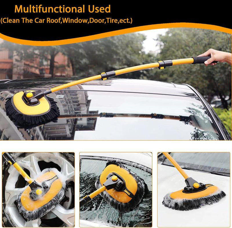 Microfiber Car Wash Brush with Extension Rod Ergonomic Design for Detailed Cleaning & Windshield Care Essential Car Cleaning Supplies