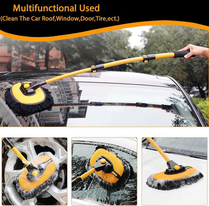 Microfiber Car Wash Brush with Extension Rod Ergonomic Design for Detailed Cleaning & Windshield Care Essential Car Cleaning Supplies