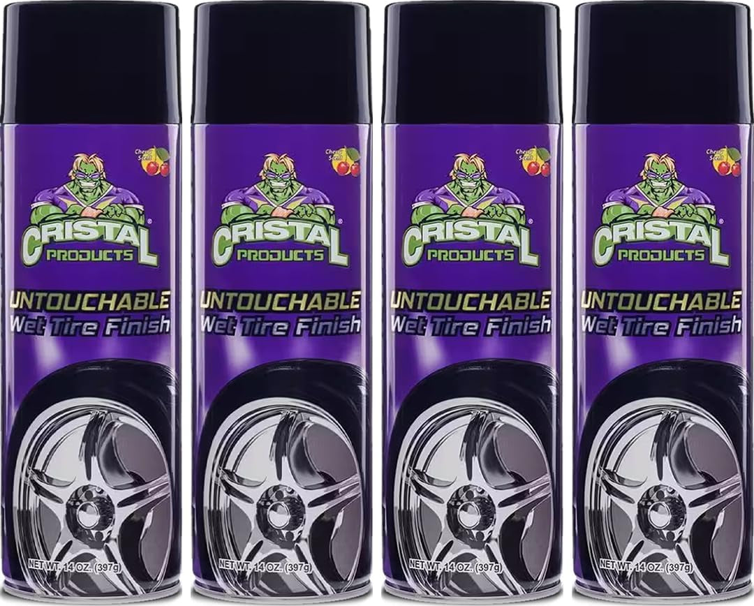 Untouchable Tireshine Spray Spray 4PK – Long-Lasting Wet Tire Finish for Deep Gloss & Protection – Waterproof, No-Sling Formula, Easy Application Tire Shine & Cleaner (52 Oz Total)