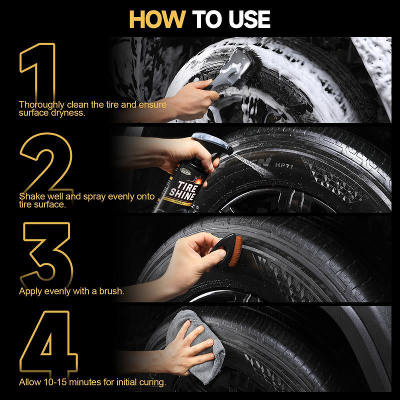TORETARK Tire Shine Spray 16 Oz Hydrophobic Formula for Extreme Water Repellency UV Protection High Shine Long Lasting Stain Resistant Tire Care Product，Best Gift for Christmas.