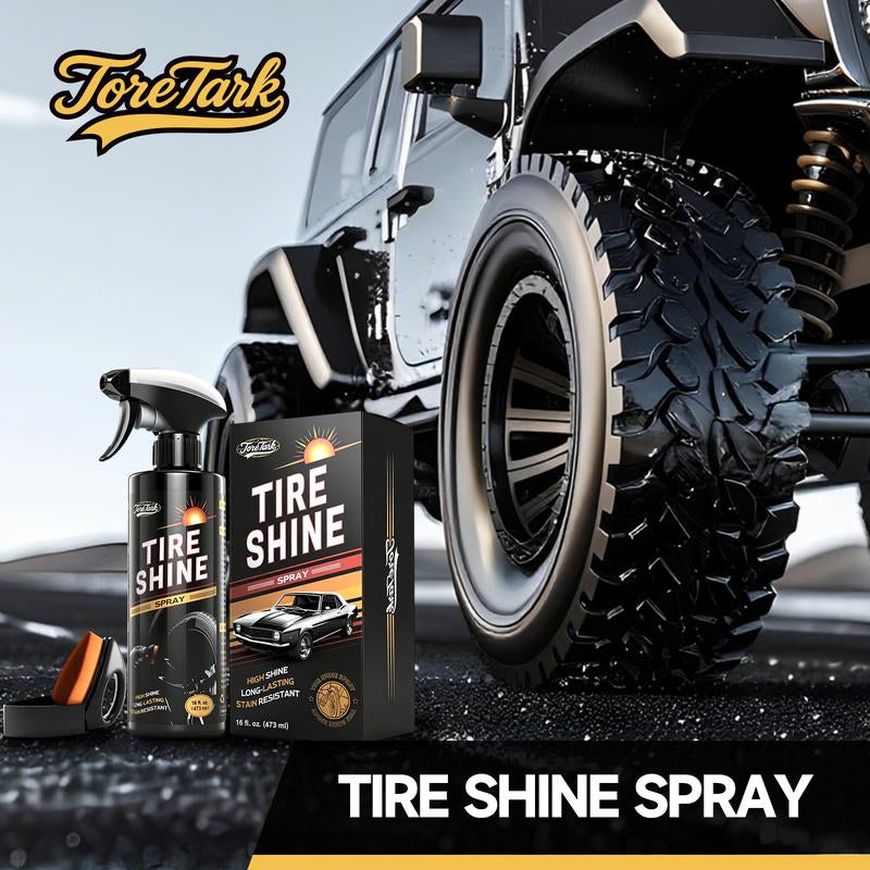 TORETARK Tire Shine Spray 16 Oz Hydrophobic Formula for Extreme Water Repellency UV Protection High Shine Long Lasting Stain Resistant Tire Care Product，Best Gift for Christmas.
