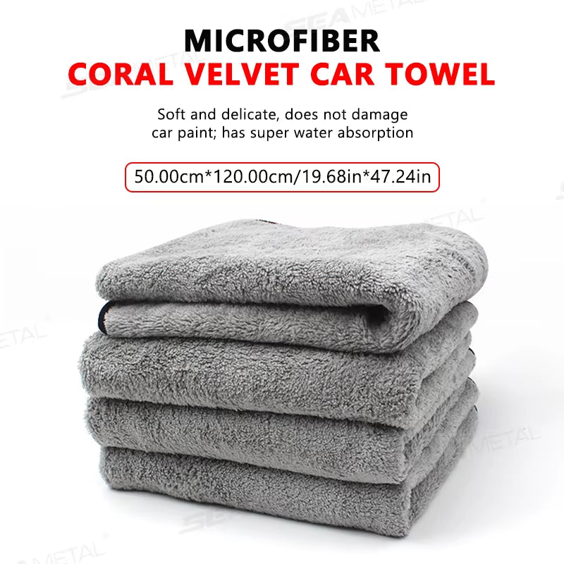 SEAMETAL 50X120Cm Car Cleaning Towel Upgraded Microfiber Ultra-Soft Auto Wash Towels Super Absorbent Scratch-Free Drying Cloth