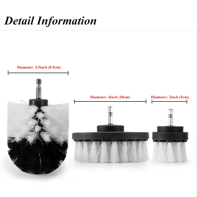 3Pcs/Set Electric Bathroom Floor Carpet Power Scrubber Cleaning for Carpet Glass Car Tires Tile Bathroom and Kitchen 2/3.5/4''